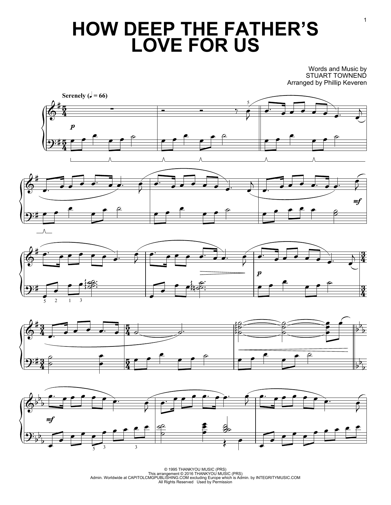 Phillip Keveren How Deep The Father's Love For Us sheet music notes and chords. Download Printable PDF.