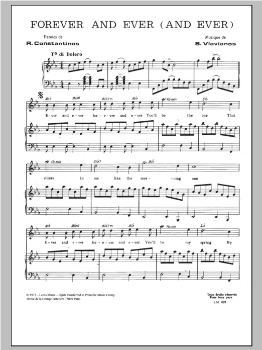 Stylianos Vlavianos Forever And Ever (And Ever) sheet music notes and chords arranged for Piano & Vocal