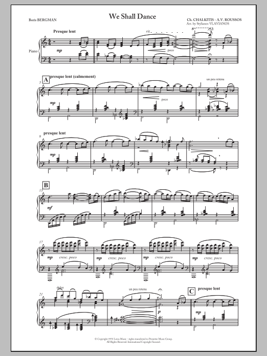 Learn to play Stylianos Vlavianos We Shall Dance sheet music for Piano Solo in minutes. Price: 7.8900$ Stylianos Vlavianos We Shall Dance sheet music notes and chords arranged for Piano Solo