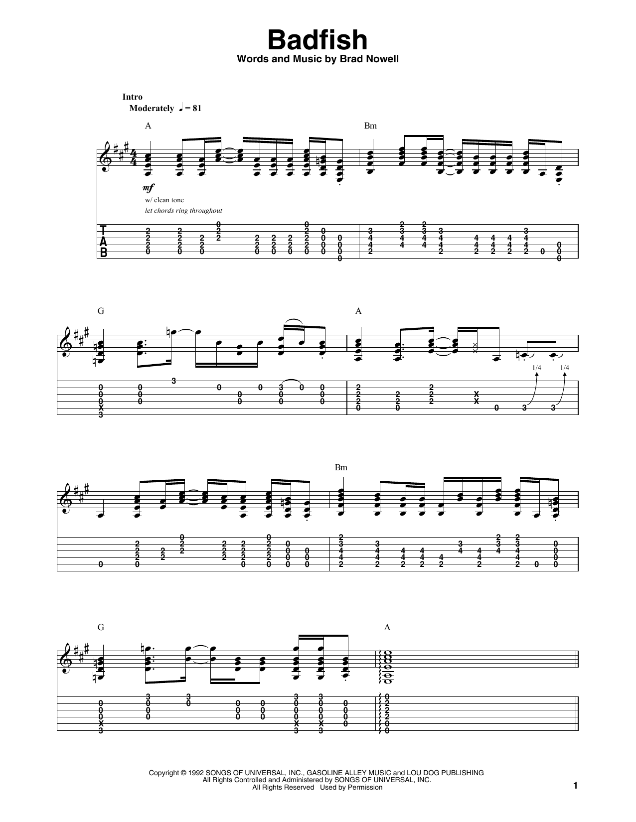 Sublime Badfish sheet music notes and chords. Download Printable PDF.