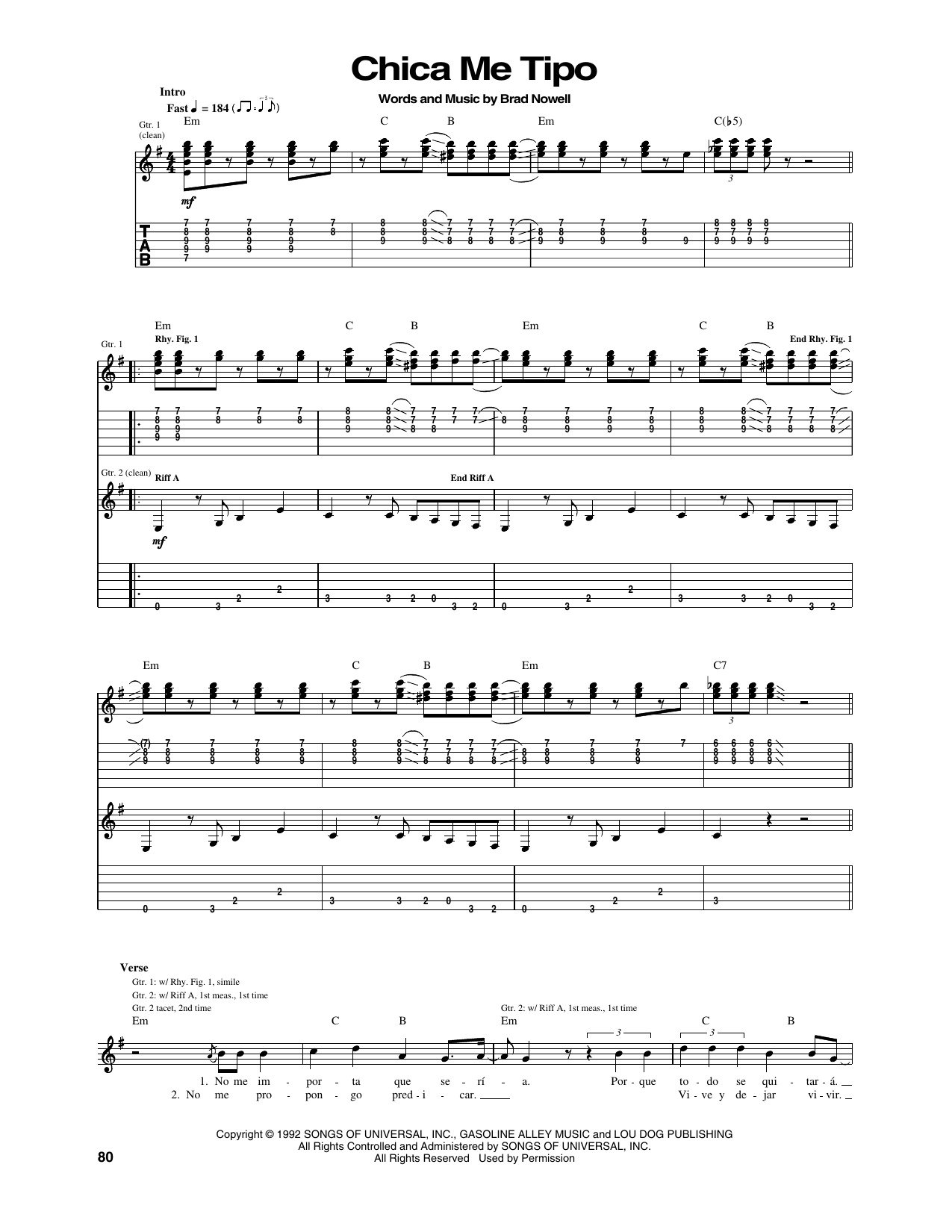 Sublime Chica Me Tipo sheet music notes and chords arranged for Guitar Tab