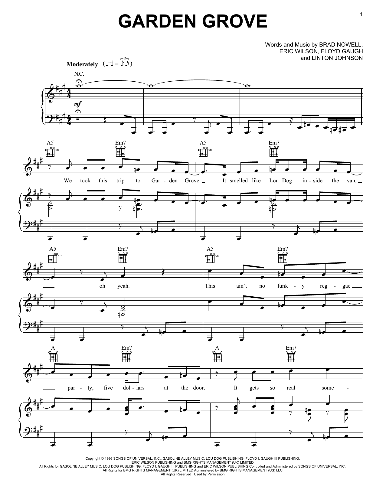 Sublime Garden Grove sheet music notes and chords arranged for Ukulele