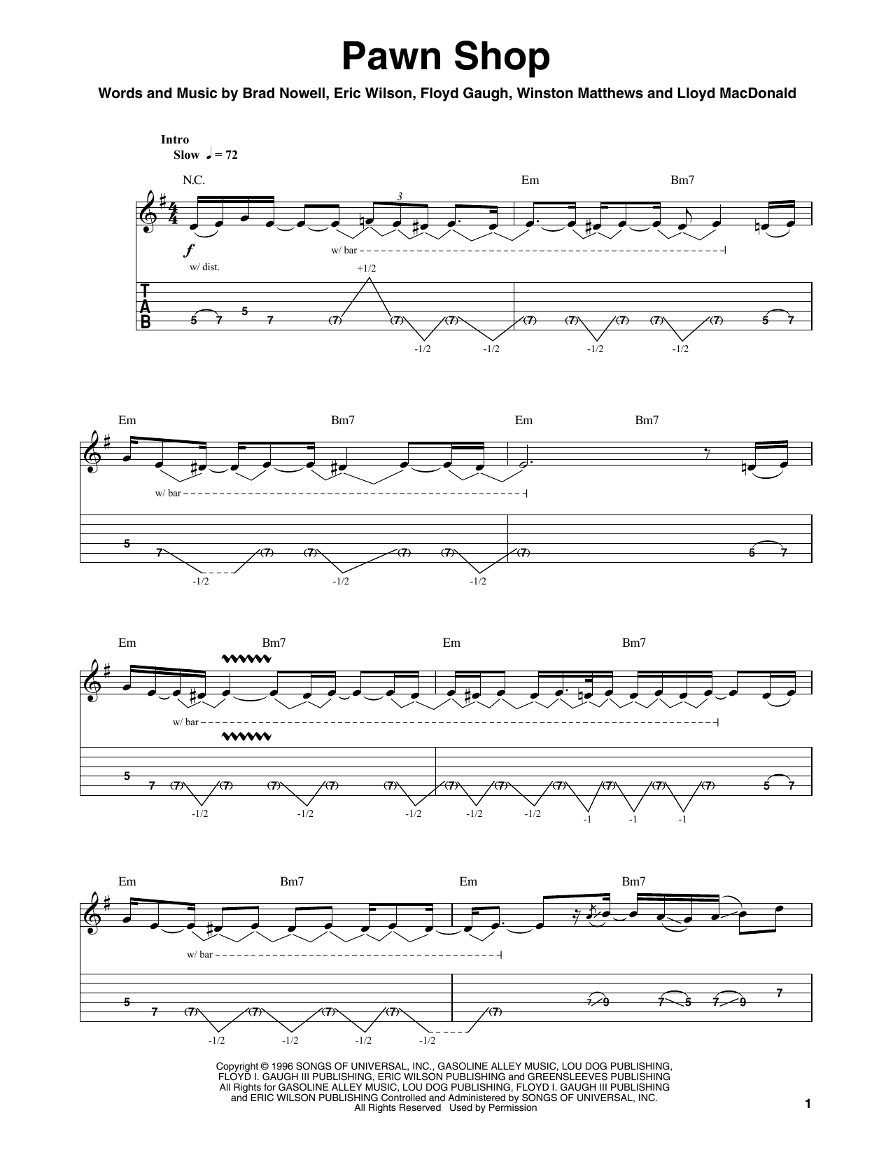 Sublime Pawn Shop sheet music notes and chords. Download Printable PDF.