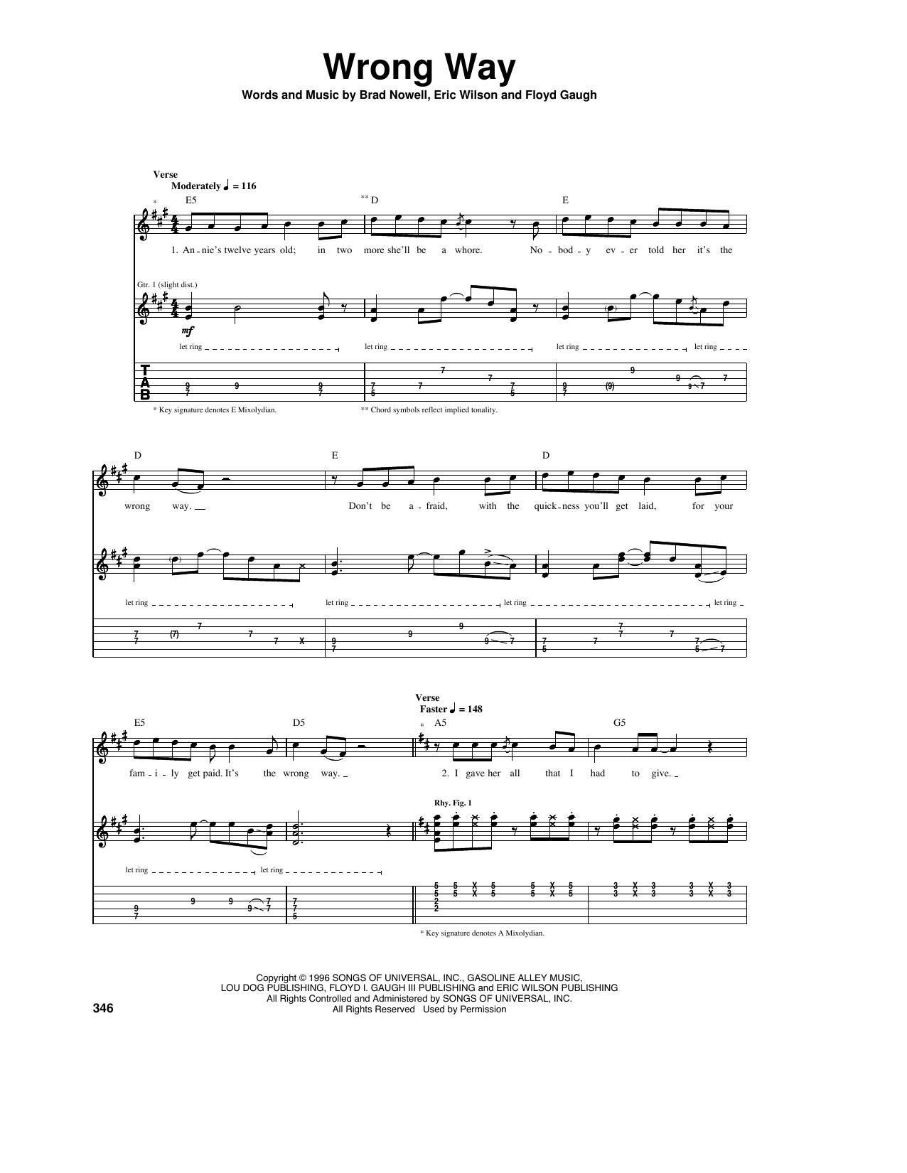 Sublime Wrong Way sheet music notes and chords. Download Printable PDF.