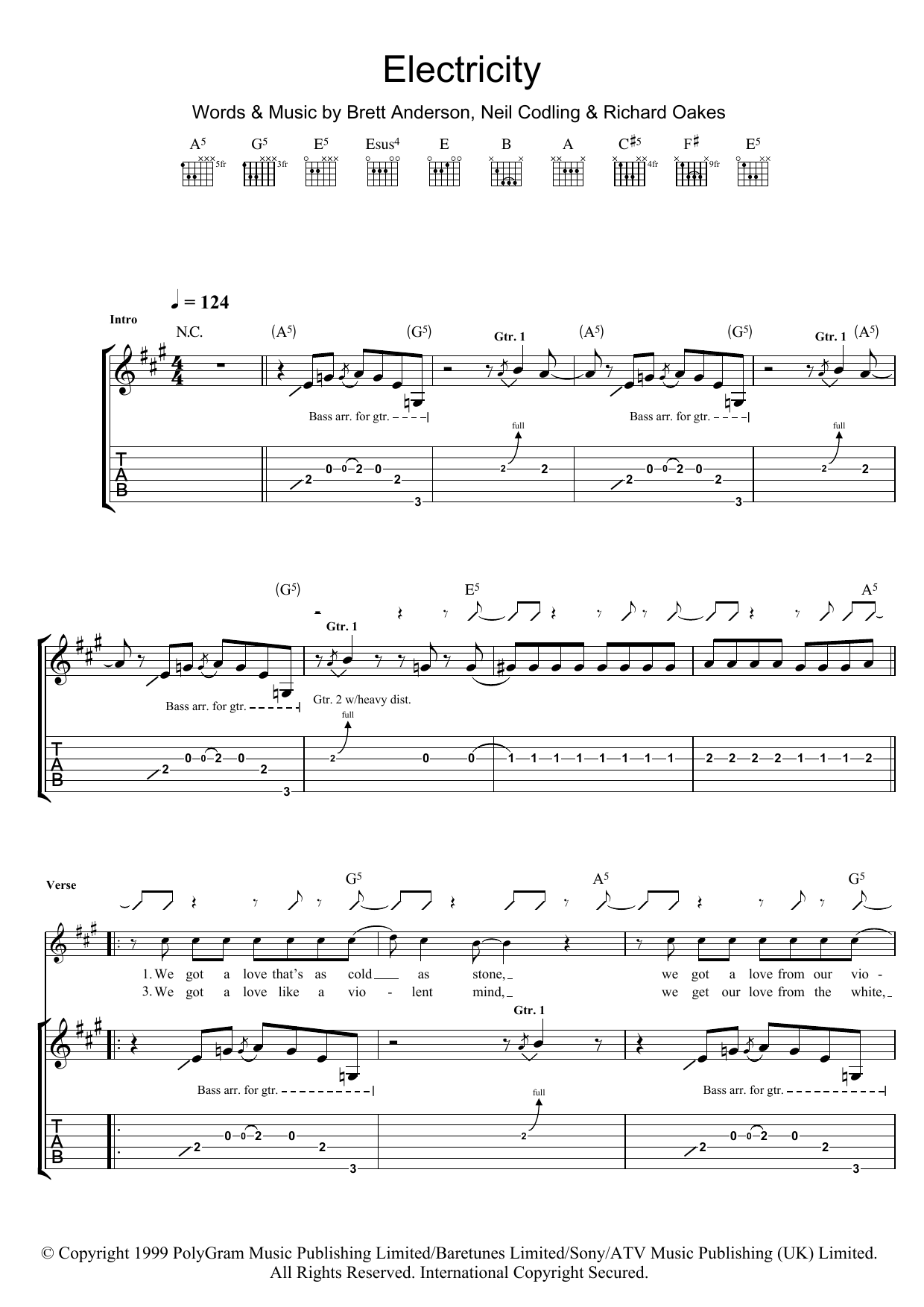 Learn to play Suede Electricity sheet music for Guitar Tab in minutes. Price: 7.8900$ Suede Electricity sheet music notes and chords arranged for Guitar Tab