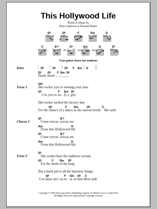 Suede This Hollywood Life sheet music notes and chords. Download Printable PDF.