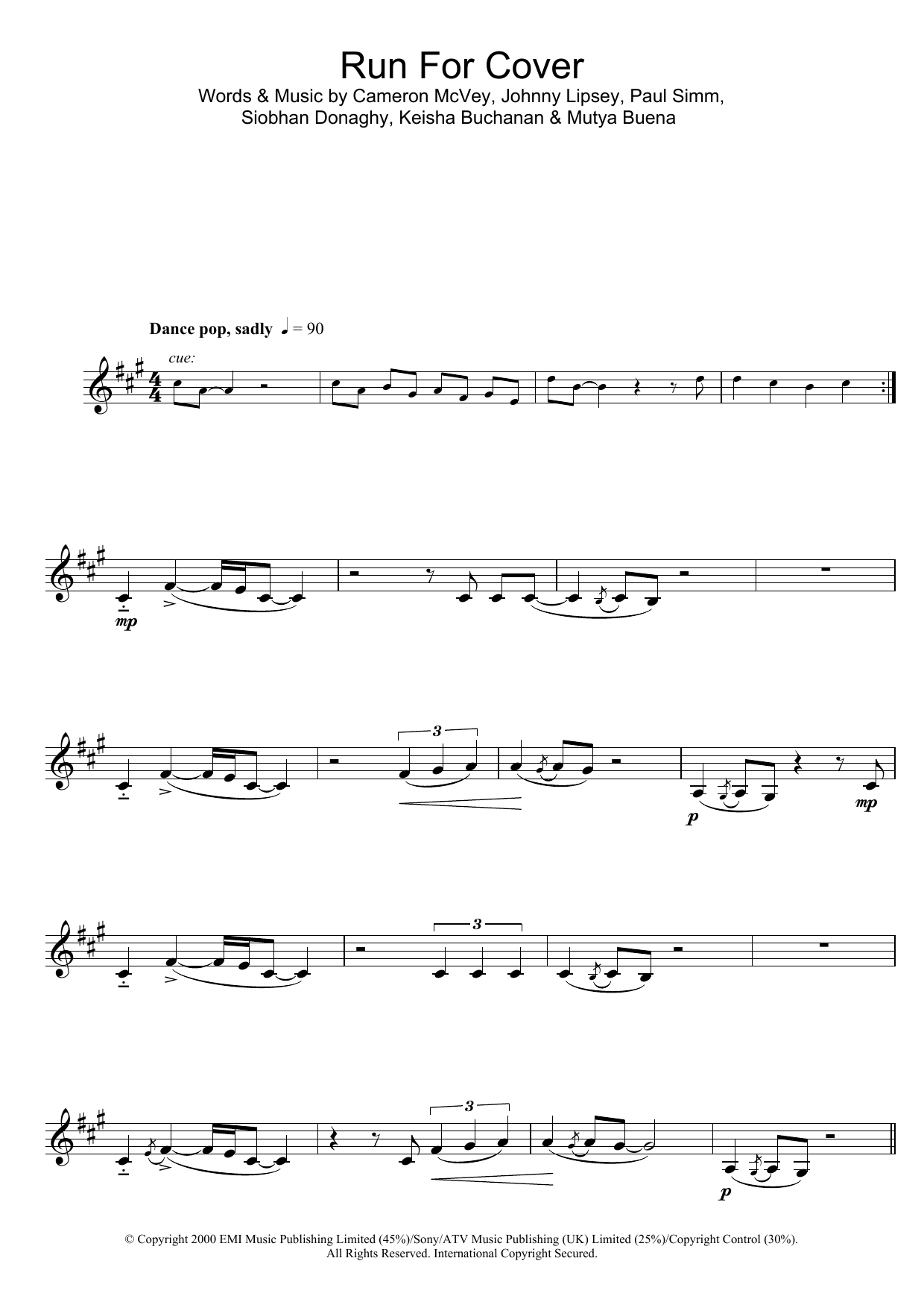 Sugababes Run For Cover sheet music notes and chords. Download Printable PDF.