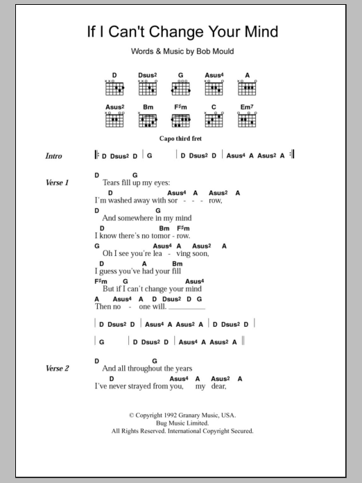 SuGar If I Can't Change Your Mind sheet music notes and chords. Download Printable PDF.