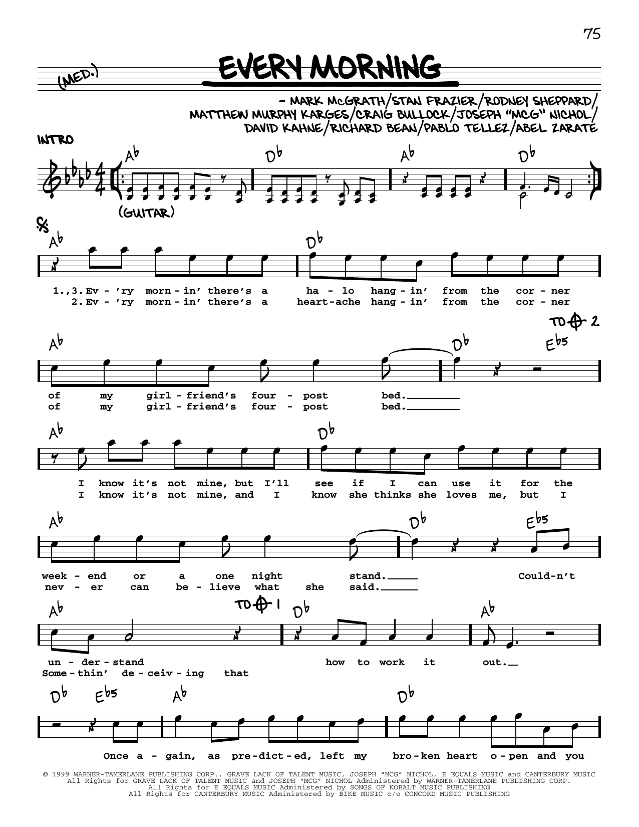 Sugar Ray Every Morning sheet music notes and chords. Download Printable PDF.