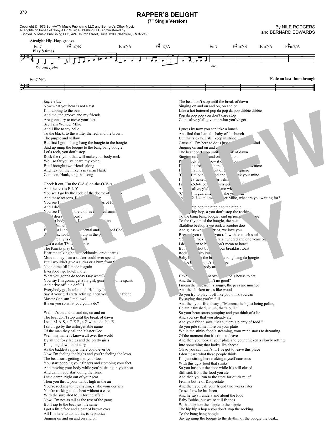 Sugarhill Gang Rapper's Delight sheet music notes and chords. Download Printable PDF.