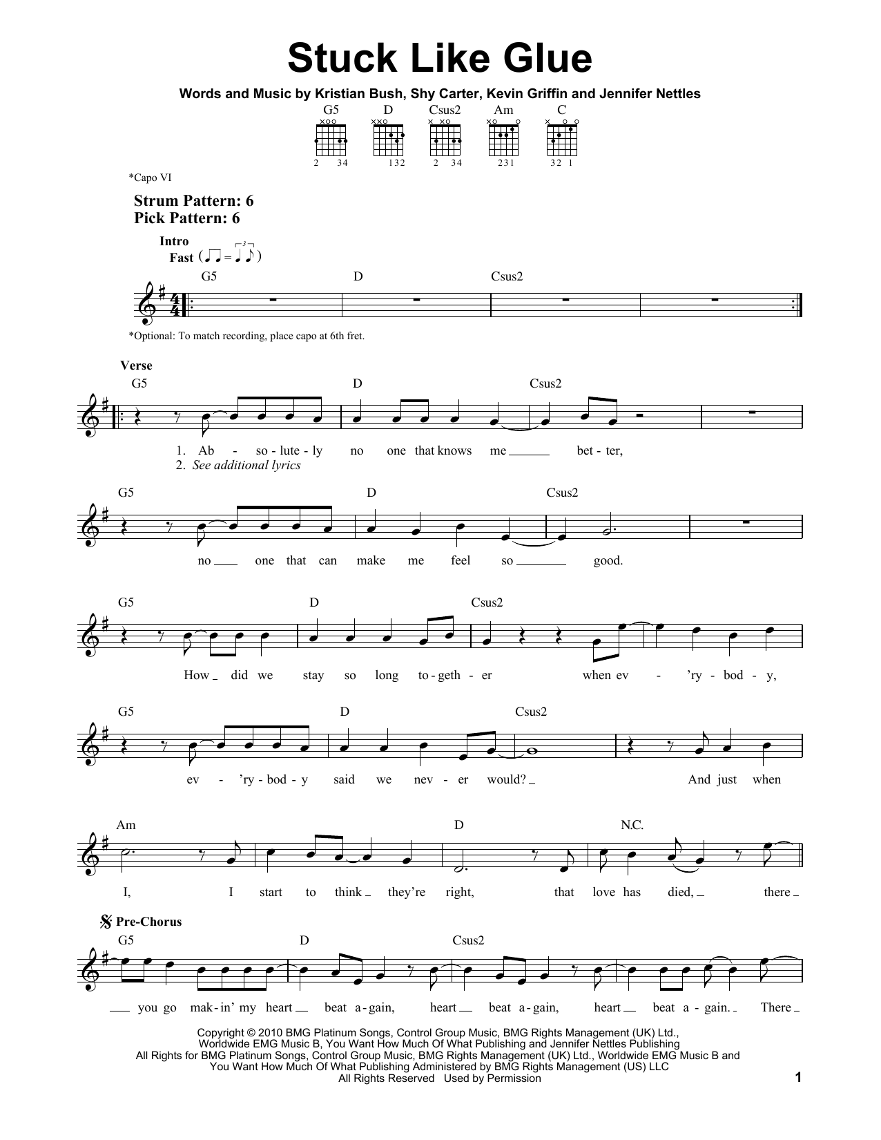 Sugarland Stuck Like Glue sheet music notes and chords. Download Printable PDF.