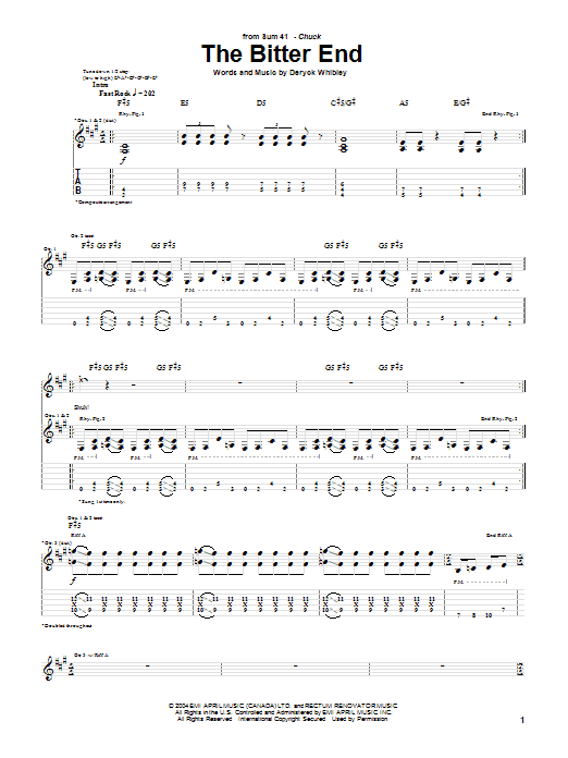 Learn to play Sum 41 The Bitter End sheet music for Guitar Tab in minutes. Price: 7.8900$ Sum 41 The Bitter End sheet music notes and chords arranged for Guitar Tab