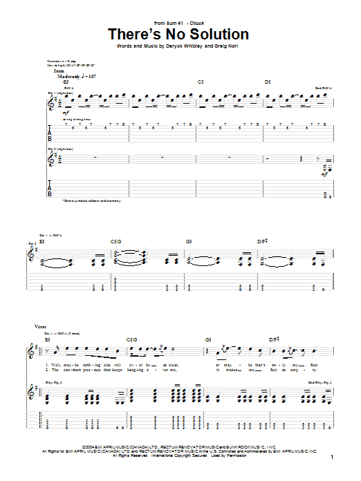 Learn to play Sum 41 There's No Solution sheet music for Guitar Tab in minutes. Price: 7.8900$ Sum 41 There's No Solution sheet music notes and chords arranged for Guitar Tab