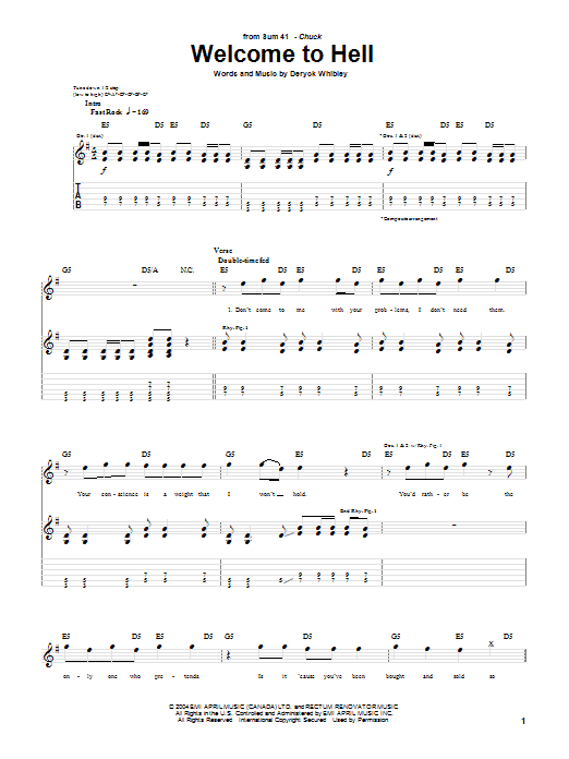 Learn to play Sum 41 Welcome To Hell sheet music for Guitar Tab in minutes. Price: 7.8900$ Sum 41 Welcome To Hell sheet music notes and chords arranged for Guitar Tab