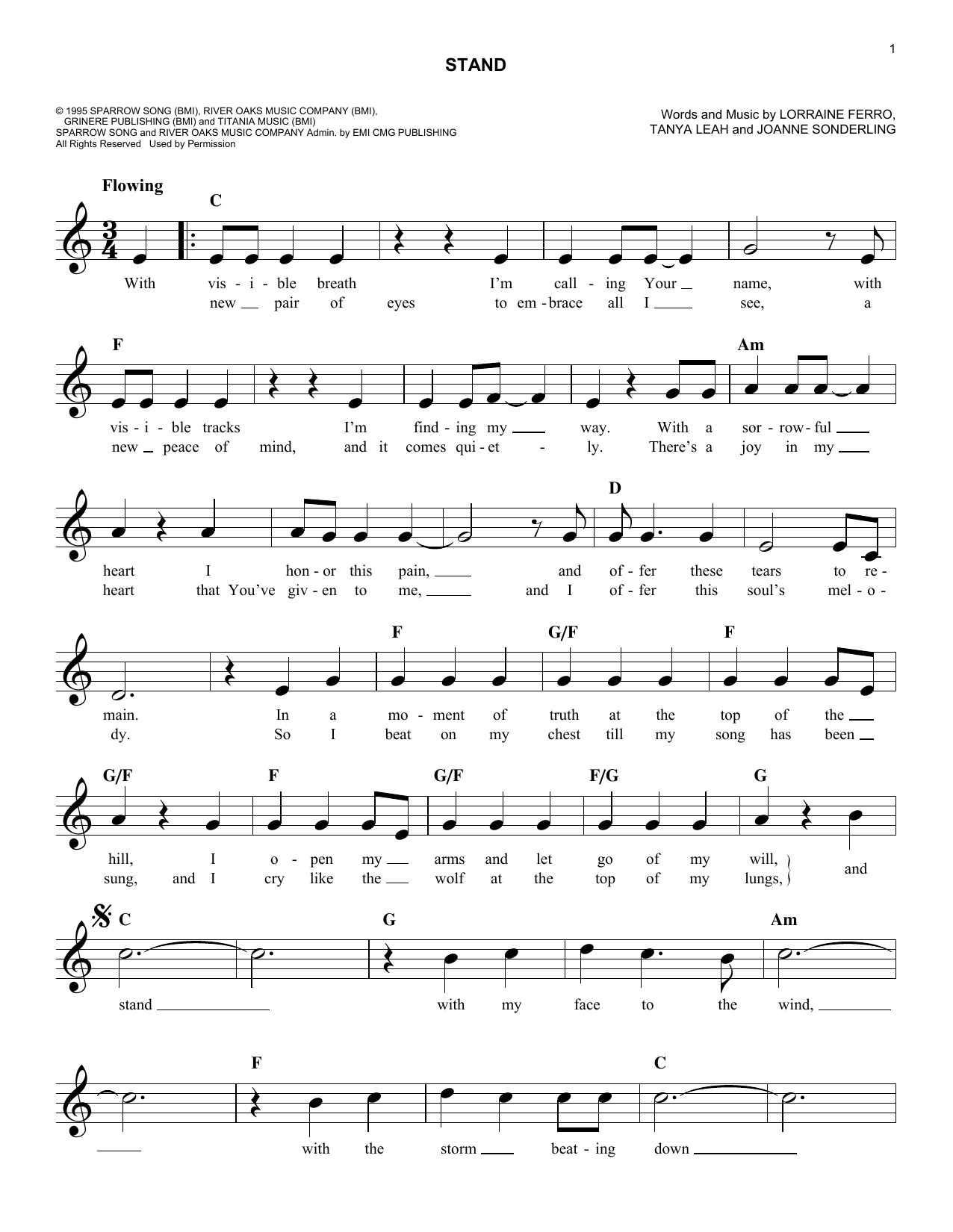 Susan Ashton Stand sheet music notes and chords. Download Printable PDF.