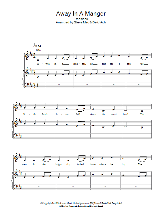 Susan Boyle Away In A Manger sheet music notes and chords arranged for Piano, Vocal & Guitar Chords