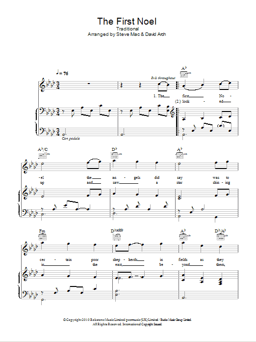 Susan Boyle The First Noel sheet music notes and chords arranged for Piano, Vocal & Guitar Chords