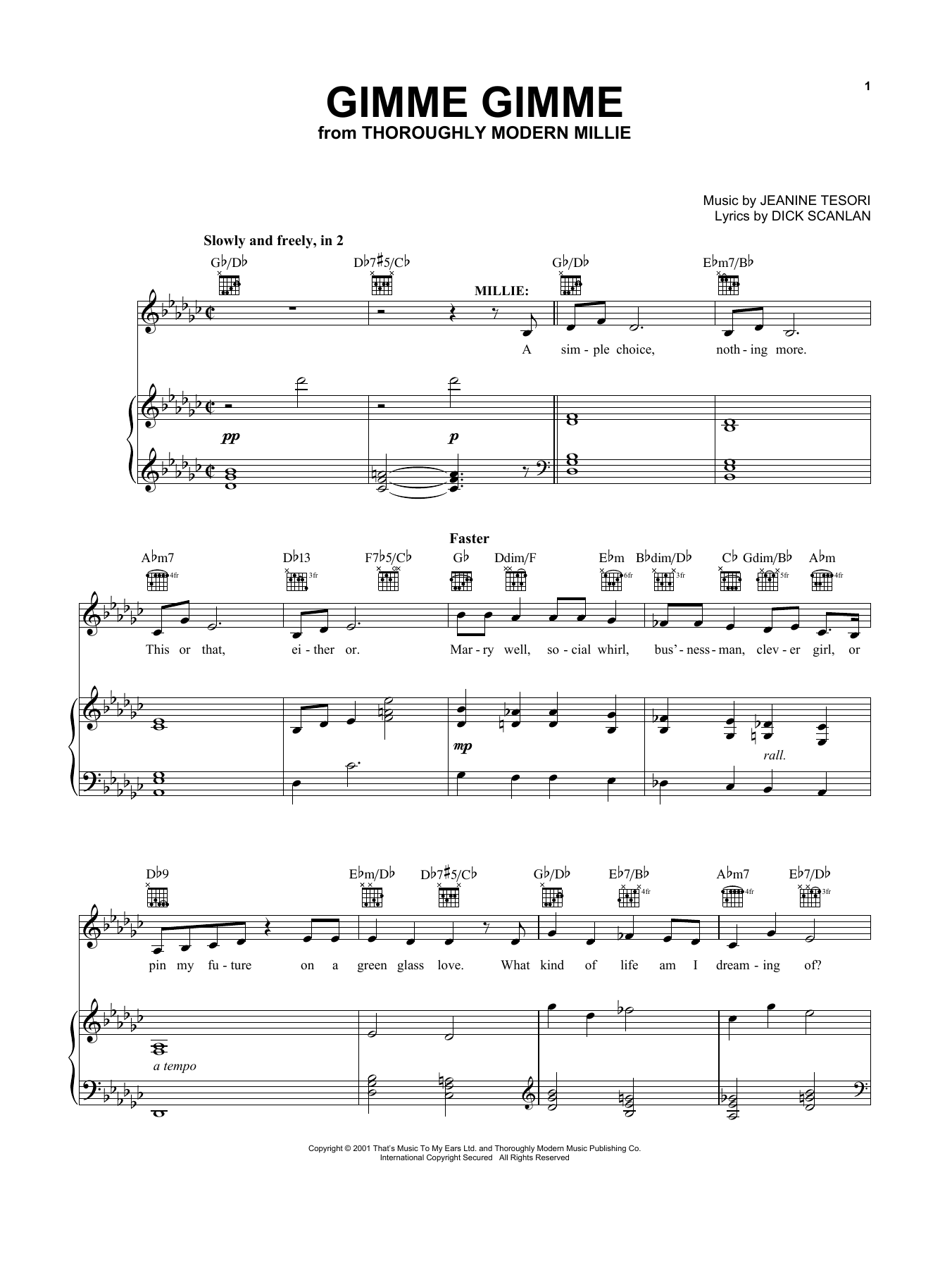 Sutton Foster Gimme Gimme (from Thoroughly Modern Millie) sheet music notes and chords. Download Printable PDF.