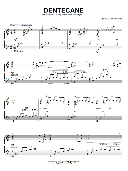 Suzanne Ciani Dentecane sheet music notes and chords arranged for Piano Solo