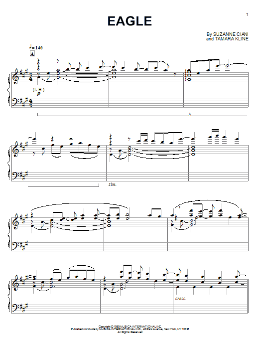Learn to play Suzanne Ciani Eagle sheet music for Piano Solo in minutes. Price: 7.8900$ Suzanne Ciani Eagle sheet music notes and chords arranged for Piano Solo