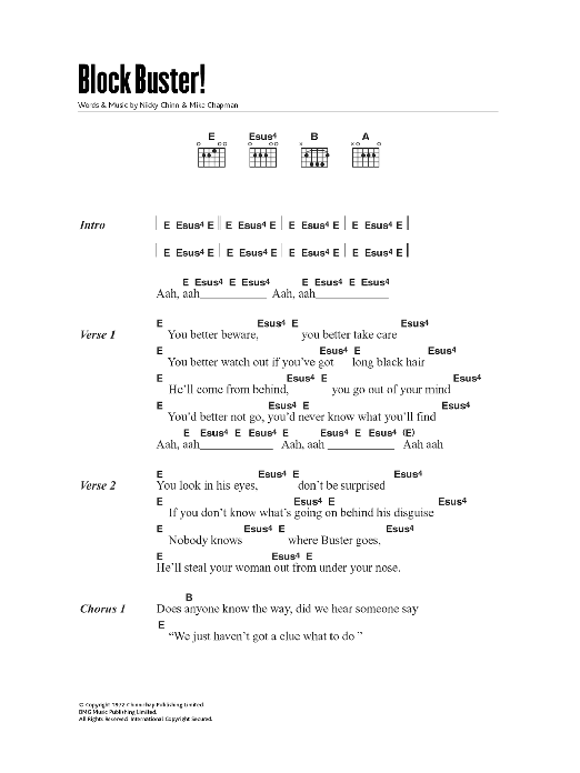 The Sweet Blockbuster sheet music notes and chords. Download Printable PDF.