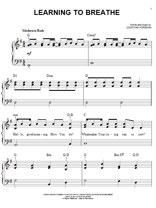 Switchfoot Learning To Breathe sheet music notes and chords. Download Printable PDF.