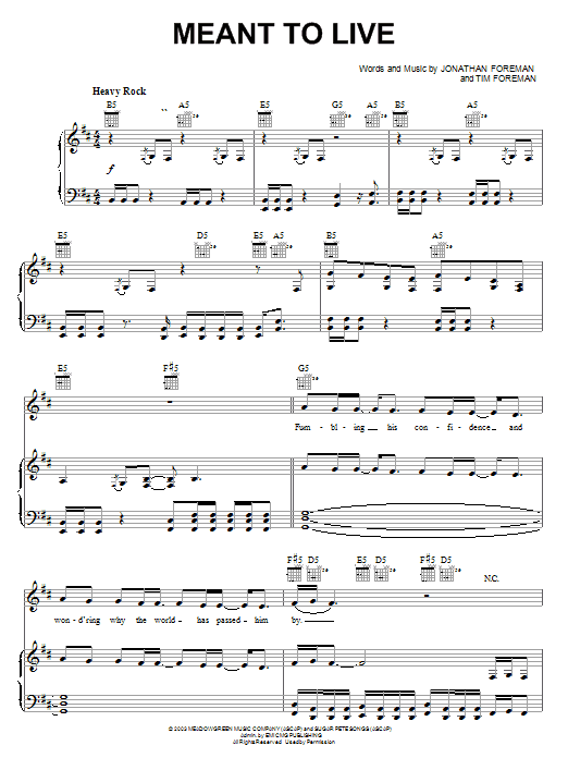 Switchfoot Meant To Live sheet music notes and chords. Download Printable PDF.