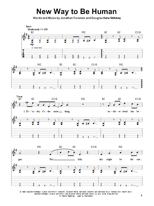 Switchfoot New Way To Be Human sheet music notes and chords. Download Printable PDF.