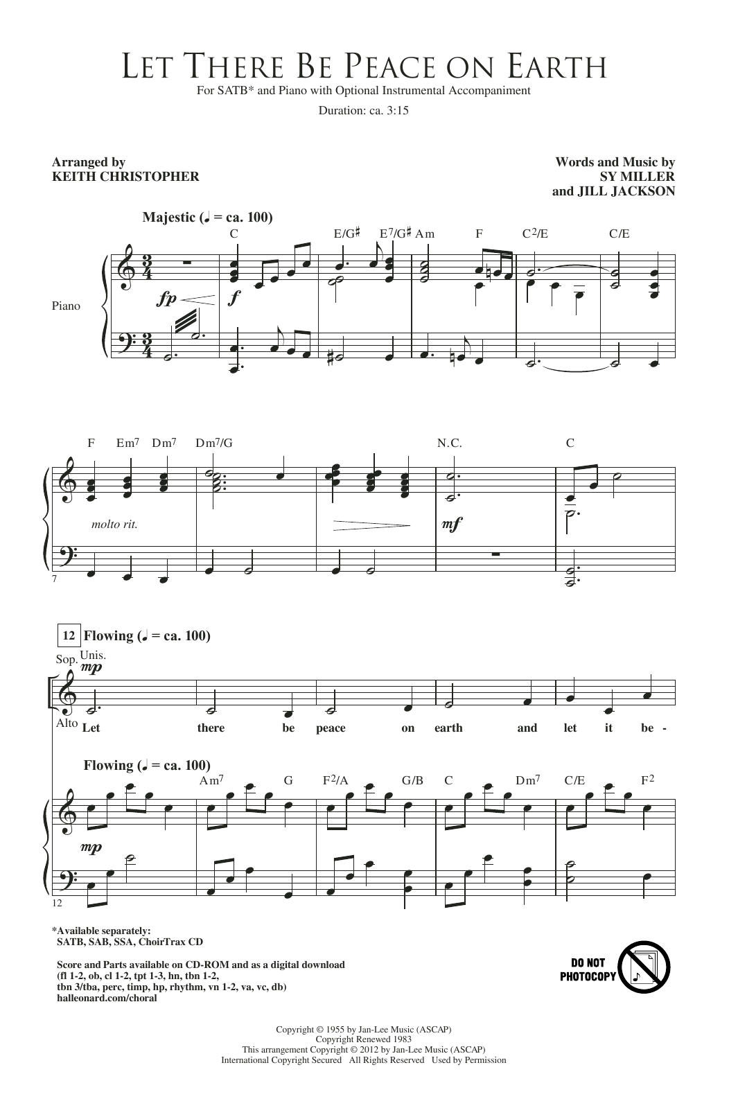 Sy Miller and Jill Jackson Let There Be Peace On Earth (arr. Keith Christopher) sheet music notes and chords. Download Printable PDF.