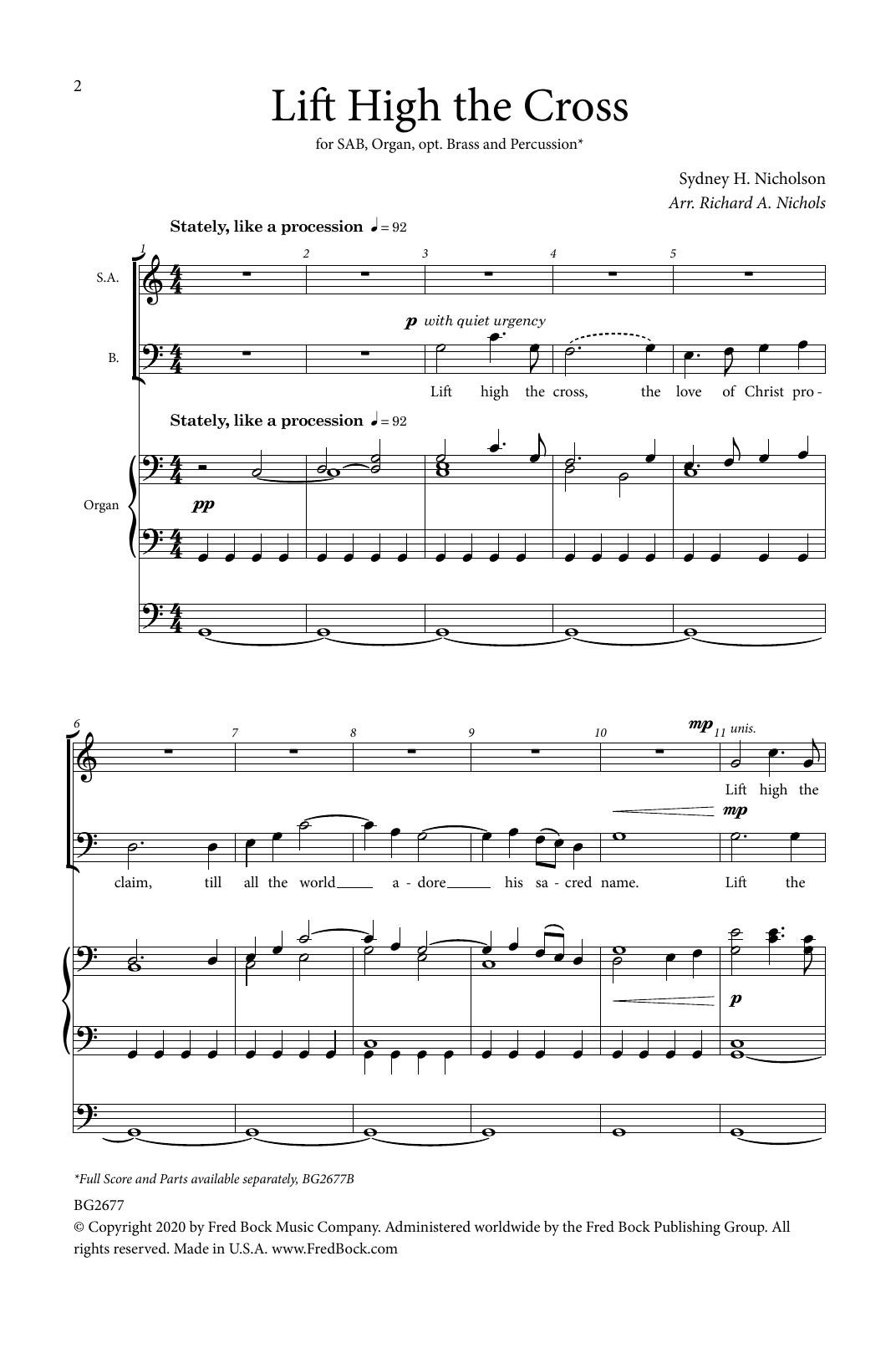 Sydney H. Nicholson Lift High The Cross (arr. Richard A. Nichols) sheet music notes and chords arranged for SAB Choir