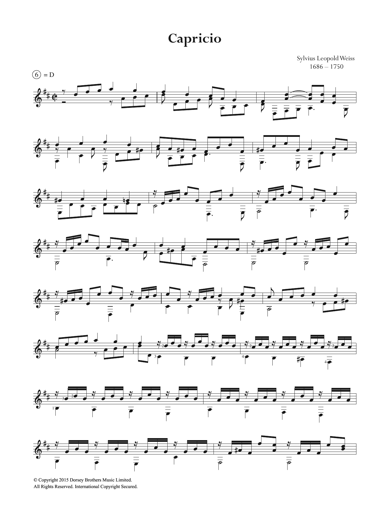 Sylvius Leopold Weiss Capricio sheet music notes and chords. Download Printable PDF.