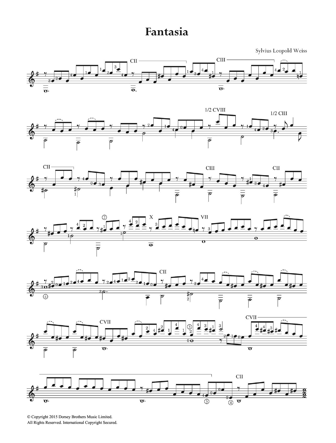 Sylvius Leopold Weiss Fantasia sheet music notes and chords. Download Printable PDF.