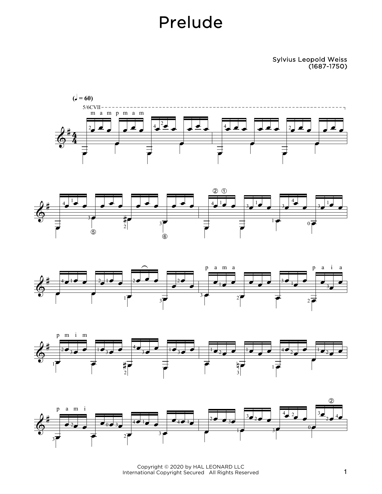 Sylvius Leopold Weiss Prelude sheet music notes and chords. Download Printable PDF.