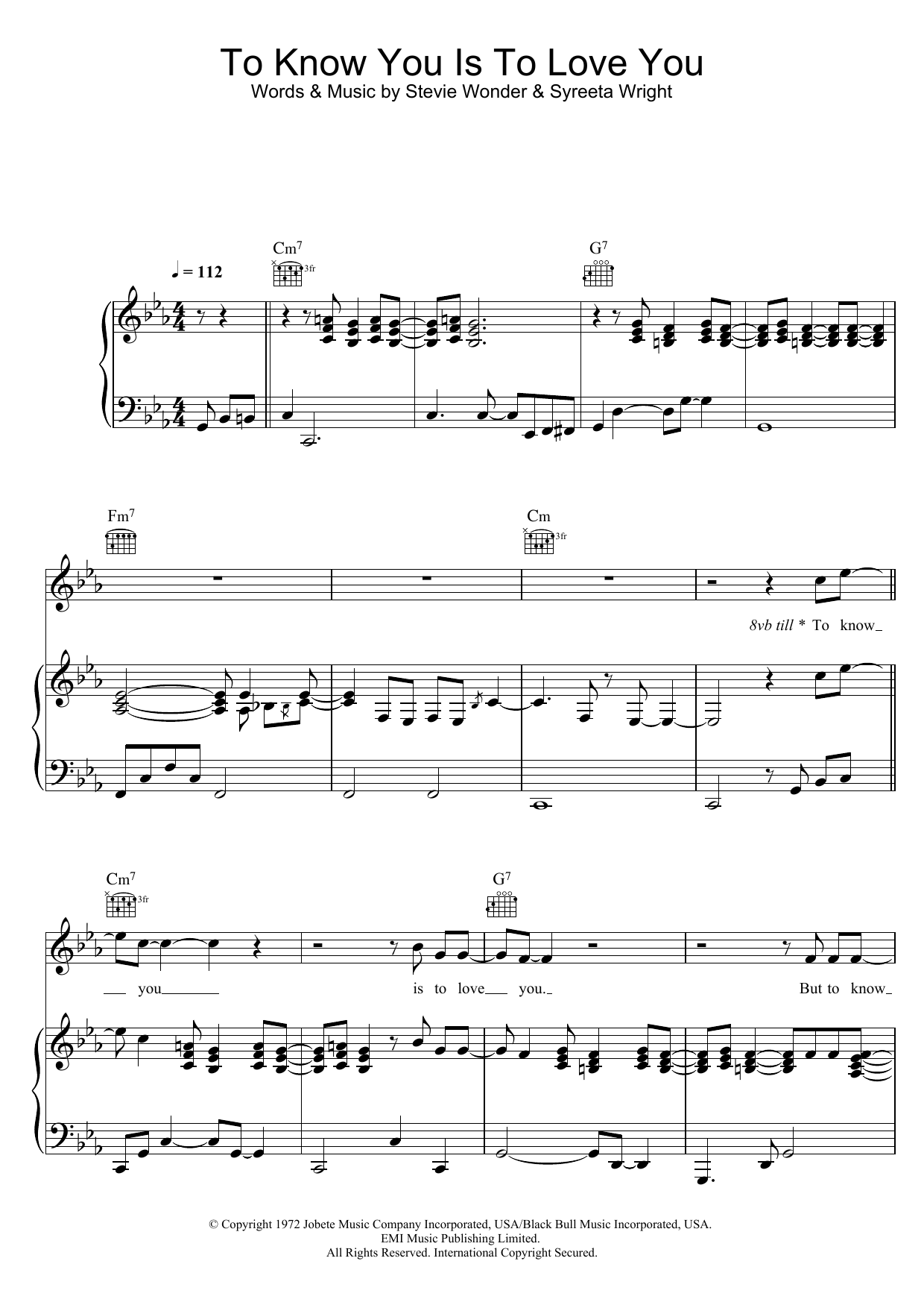 Learn to play Syreeta Wright To Know You, Is To Love You sheet music for Piano, Vocal & Guitar Chords in minutes. Price: 7.8900$ Syreeta Wright To Know You, Is To Love You sheet music notes and chords arranged for Piano, Vocal & Guitar Chords