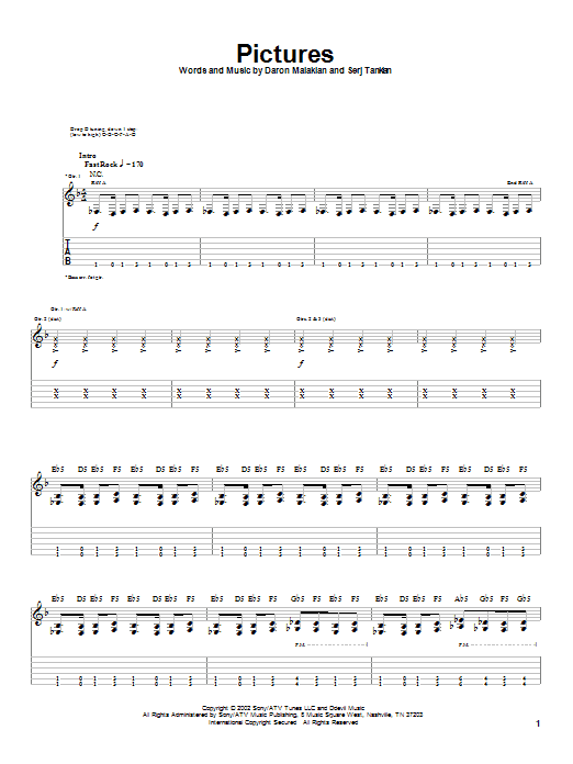 Learn to play System Of A Down Pictures sheet music for Guitar Tab in minutes. Price: 7.8900$ System Of A Down Pictures sheet music notes and chords arranged for Guitar Tab
