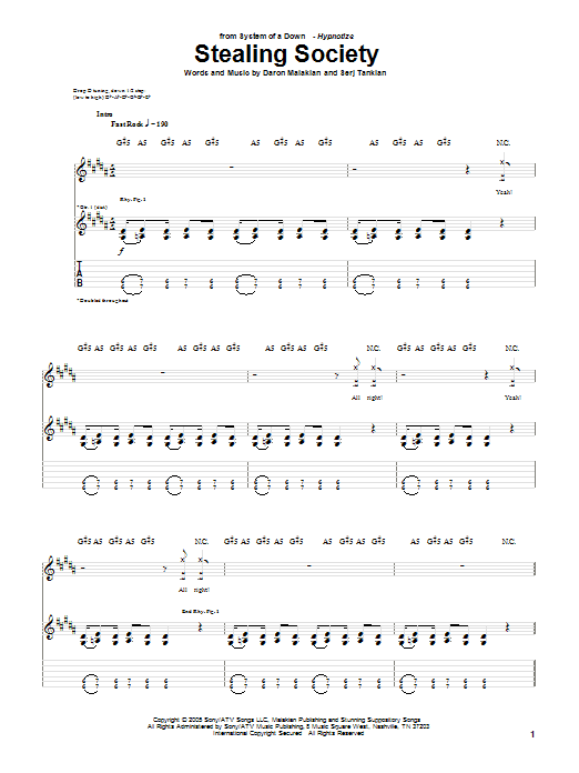 Learn to play System Of A Down Stealing Society sheet music for Guitar Tab in minutes. Price: 7.8900$ System Of A Down Stealing Society sheet music notes and chords arranged for Guitar Tab