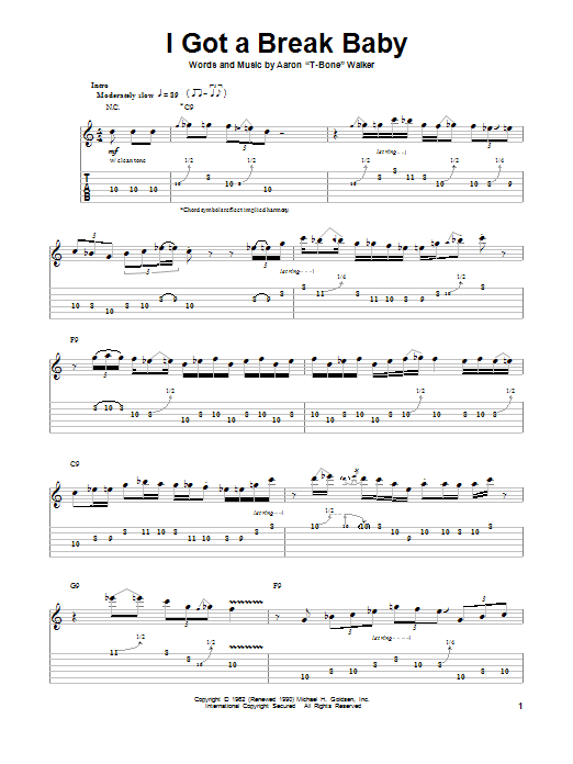 T-Bone Walker I Got A Break Baby sheet music notes and chords. Download Printable PDF.