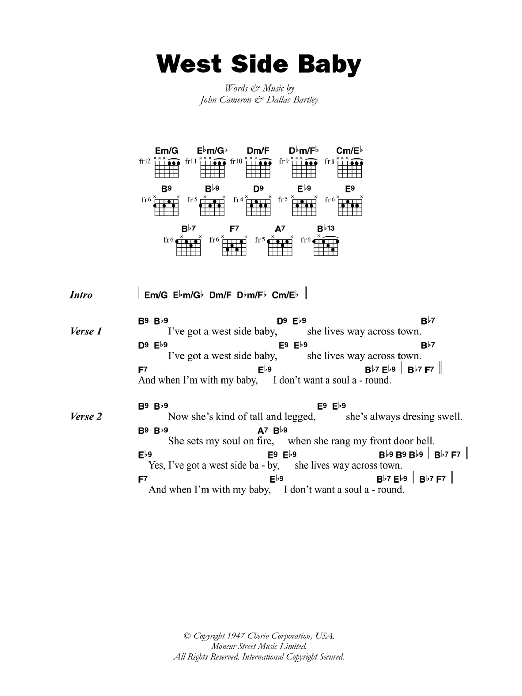 T-Bone Walker West Side Baby sheet music notes and chords. Download Printable PDF.