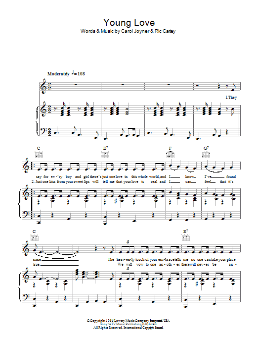 Learn to play Tab Hunter Young Love sheet music for Piano, Vocal & Guitar Chords in minutes. Price: 7.8900$ Tab Hunter Young Love sheet music notes and chords arranged for Piano, Vocal & Guitar Chords