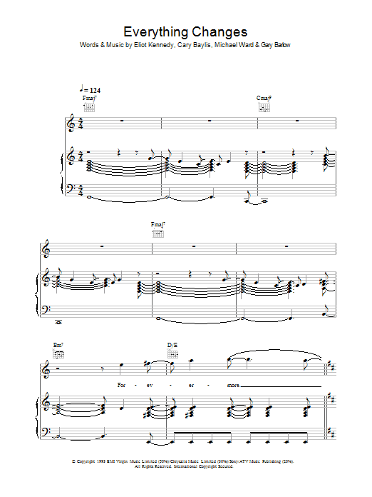 Take That Everything Changes sheet music notes and chords. Download Printable PDF.