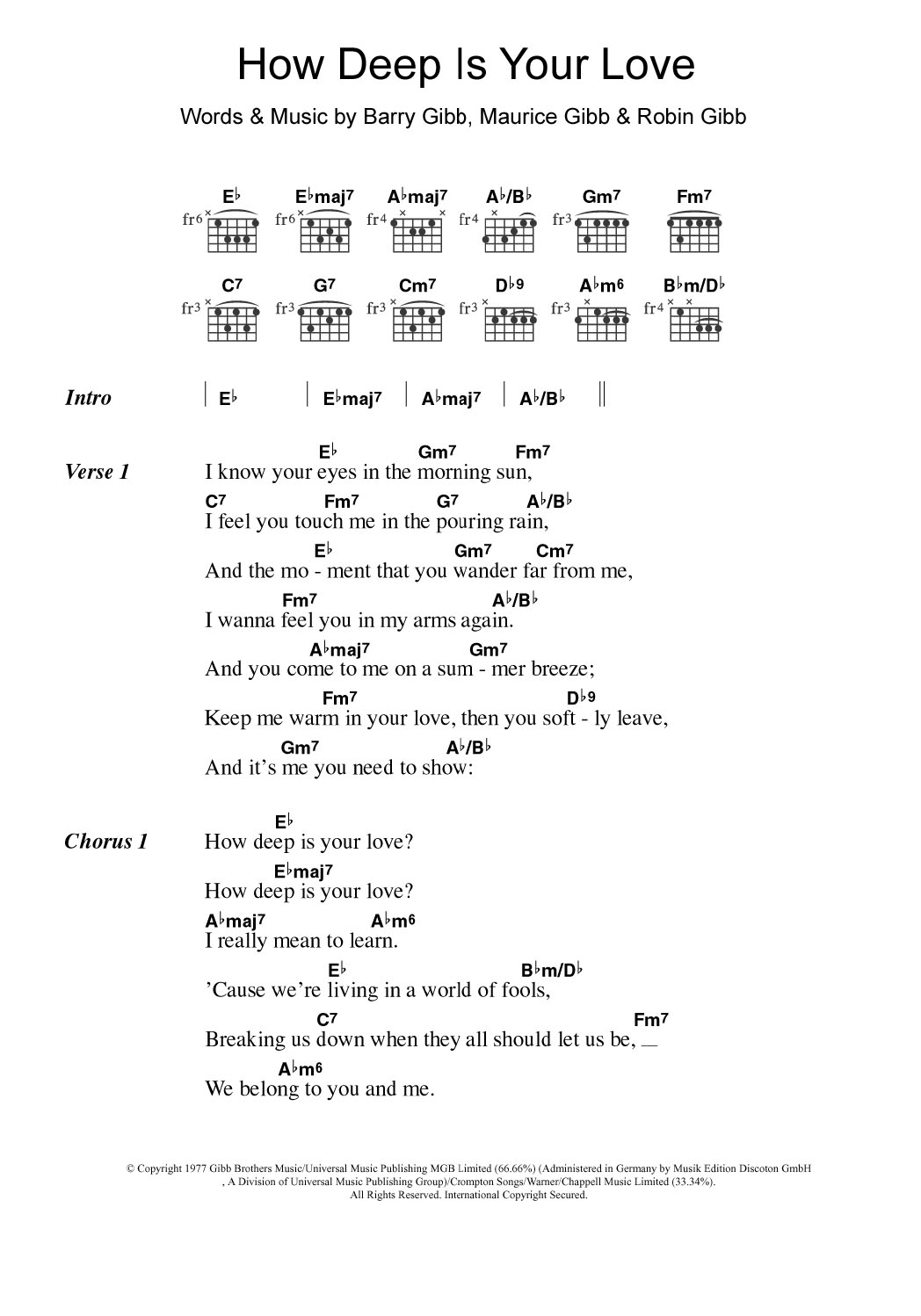 Take That How Deep Is Your Love sheet music notes and chords. Download Printable PDF.