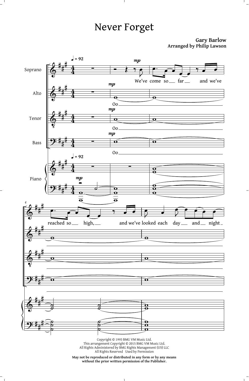 Take That Never Forget (arr. Philip Lawson) sheet music notes and chords. Download Printable PDF.