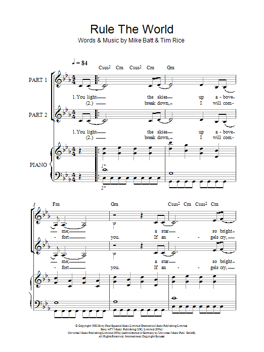 Take That Rule The World (from Stardust) sheet music notes and chords. Download Printable PDF.