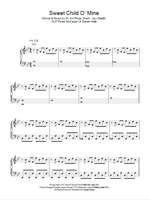 Taken By Trees Sweet Child O' Mine sheet music notes and chords. Download Printable PDF.