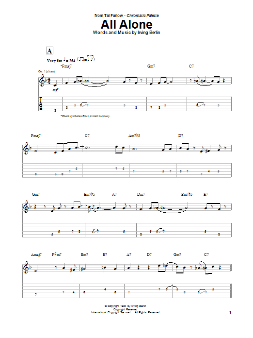 Learn to play Tal Farlow All Alone sheet music for Guitar Tab in minutes. Price: 7.8900$ Tal Farlow All Alone sheet music notes and chords arranged for Guitar Tab