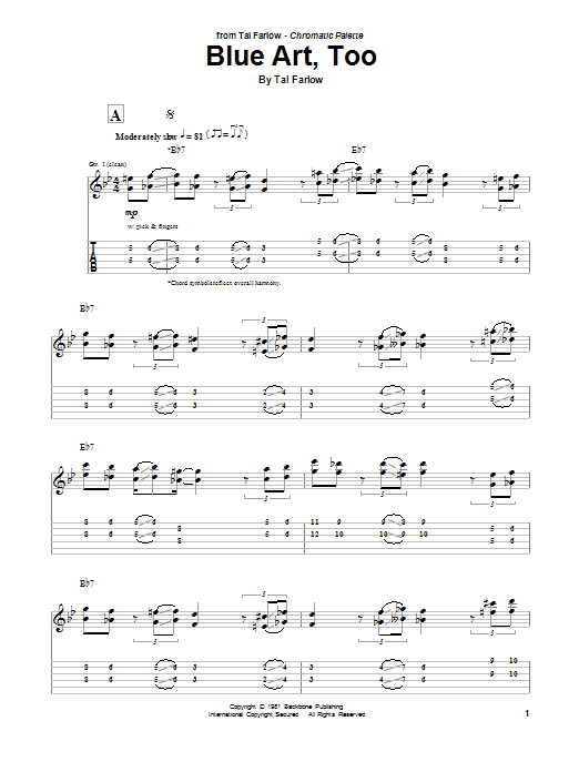 Learn to play Tal Farlow Blue Art, Too sheet music for Guitar Tab in minutes. Price: 7.8900$ Tal Farlow Blue Art, Too sheet music notes and chords arranged for Guitar Tab