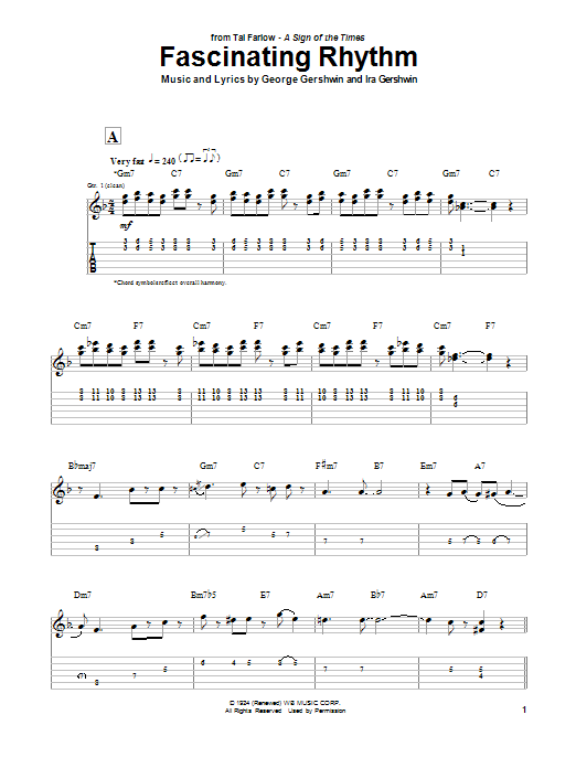 Learn to play Tal Farlow Fascinating Rhythm sheet music for Guitar Tab in minutes. Price: 7.8900$ Tal Farlow Fascinating Rhythm sheet music notes and chords arranged for Guitar Tab