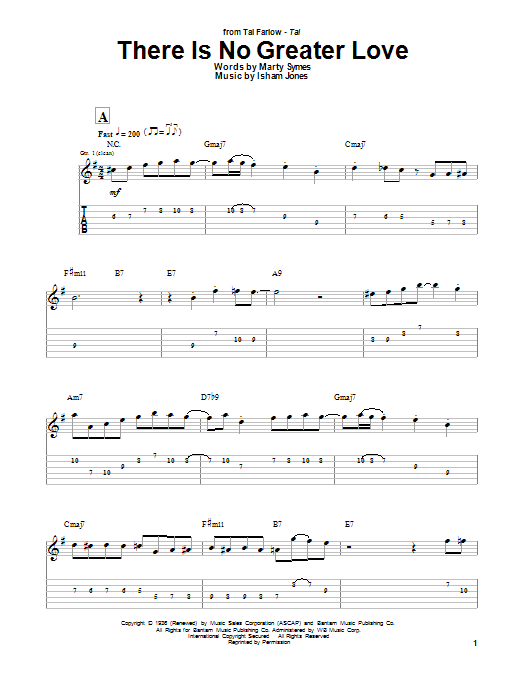 Learn to play Tal Farlow There Is No Greater Love sheet music for Guitar Tab in minutes. Price: 7.8900$ Tal Farlow There Is No Greater Love sheet music notes and chords arranged for Guitar Tab
