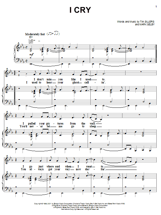 Learn to play Tammy Cochran I Cry sheet music for Piano, Vocal & Guitar Chords (Right-Hand Melody) in minutes. Price: 7.8900$ Tammy Cochran I Cry sheet music notes and chords arranged for Piano, Vocal & Guitar Chords (Right-Hand Melody)