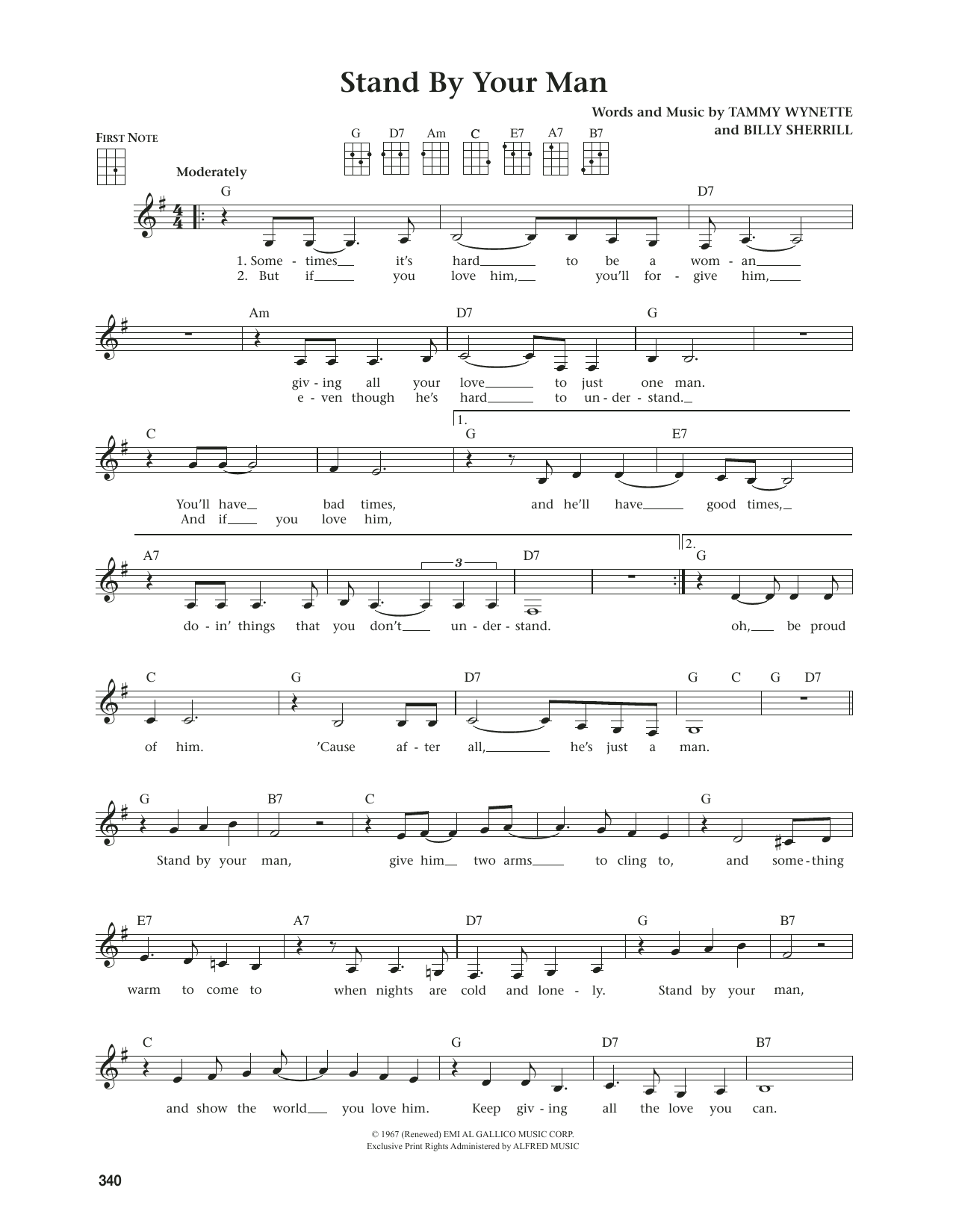 Tammy Wynette Stand By Your Man (from The Daily Ukulele) (arr. Jim Beloff) sheet music notes and chords. Download Printable PDF.